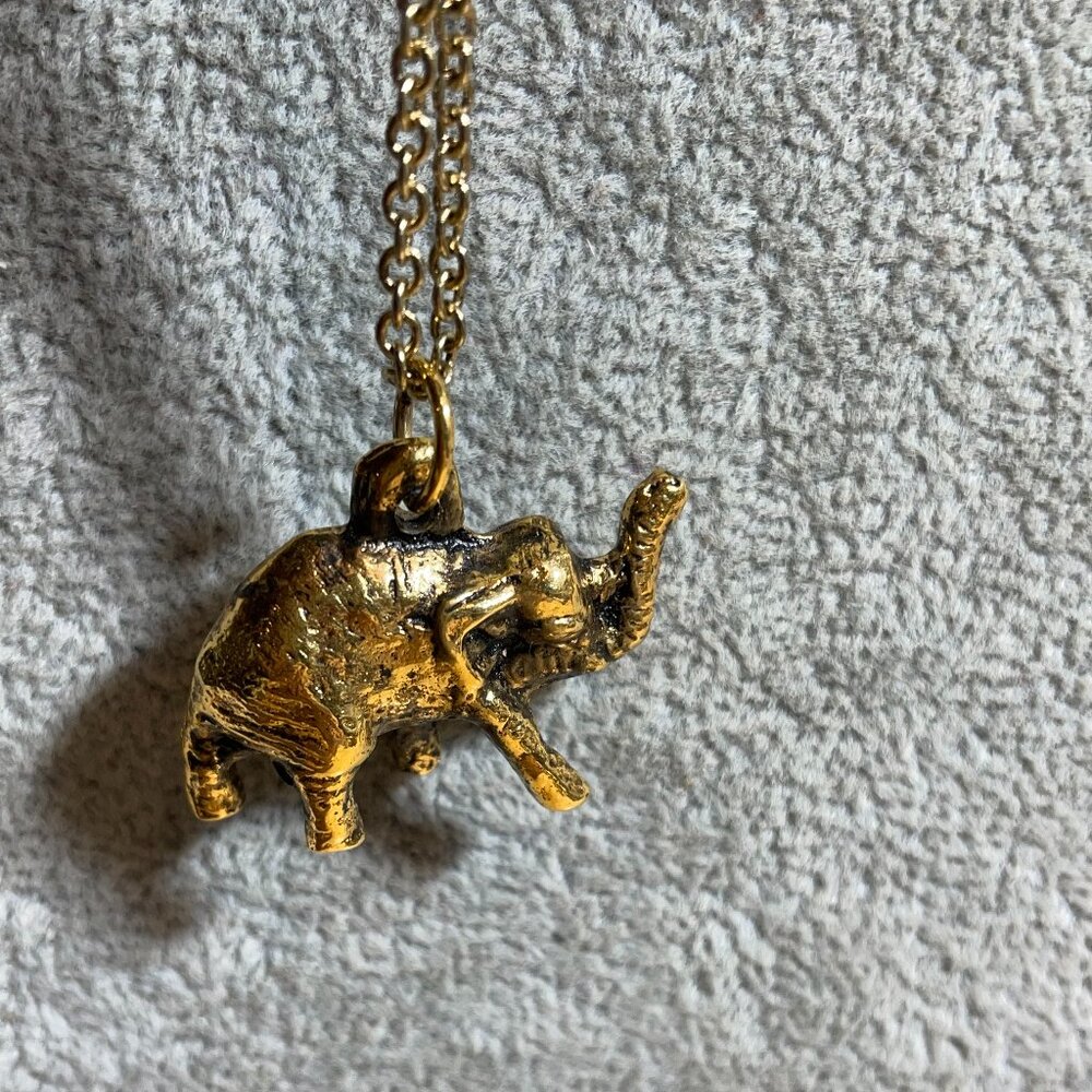 Alisa Michelle Elephant Pendant Gold Tone Chain Necklace